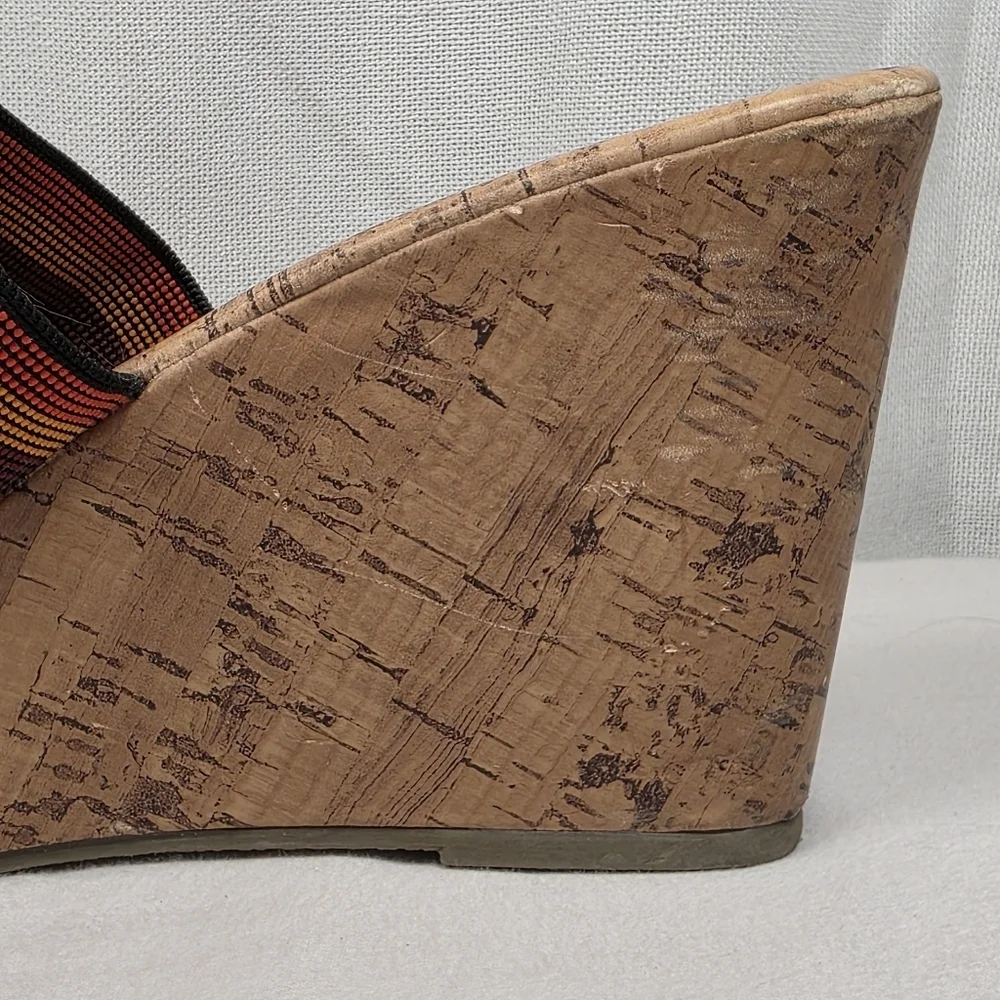 Montego Bay Club Multicolor Cork Wedge Slides Size 8.5